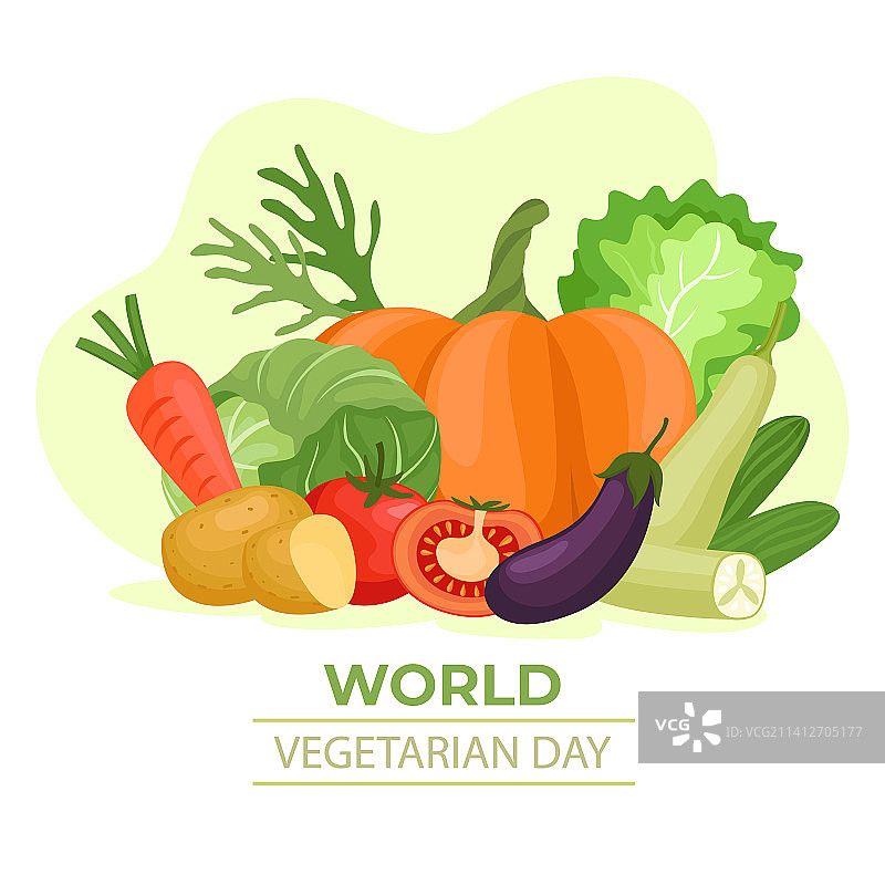 扁平风格世界素食日图片素材