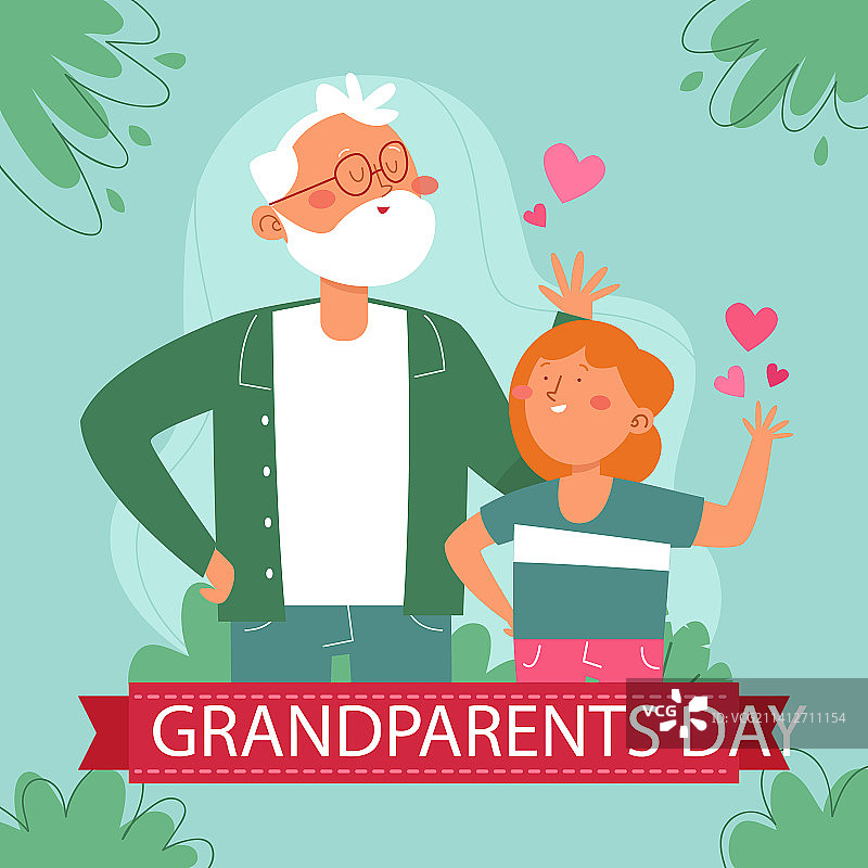 手绘风格祖父母节图片素材