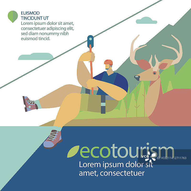 手绘扁平风生态旅游海报图片素材