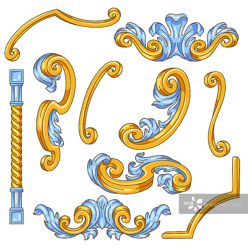 巴洛克风格装饰花卉元素套装图片素材