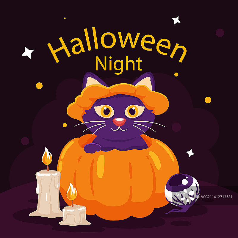 扁平风格万圣节帖子图片素材