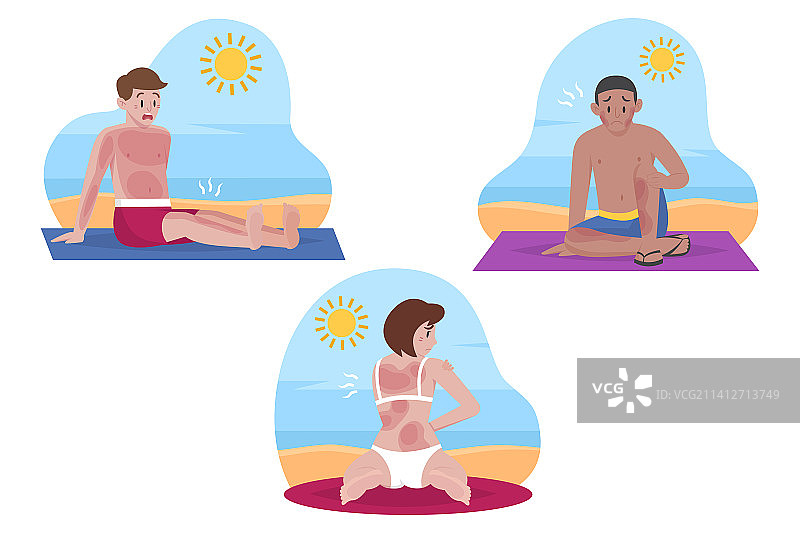 扁平风格晒伤人物合集图片素材