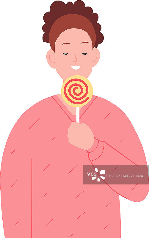 拿着螺旋棒棒糖的年轻女人图片素材