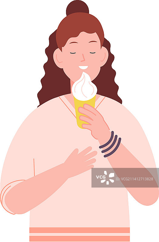 吃冰淇淋蛋卷的女孩图片素材