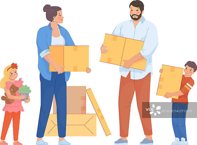 搬家纸箱父母图片素材