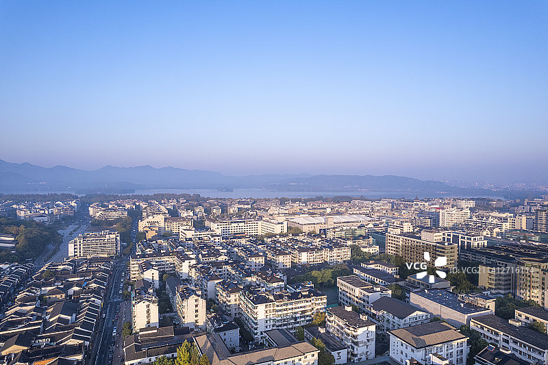 航拍浙江杭州城隍阁吴江居民区城市风光图片素材