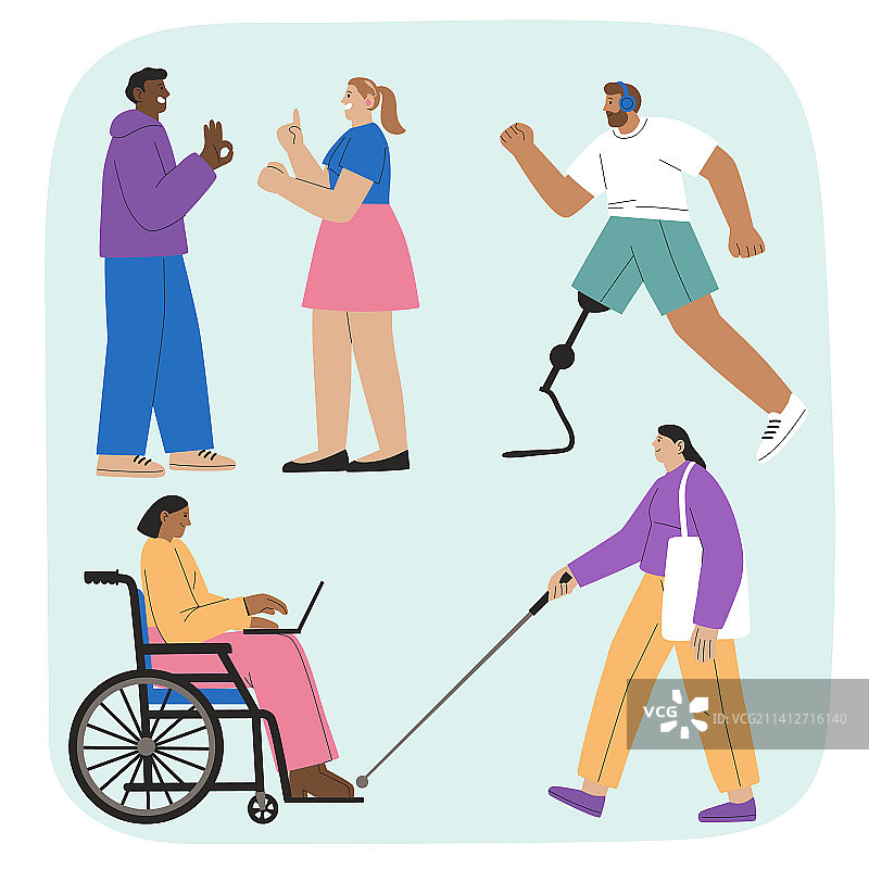 手绘残疾人图片素材