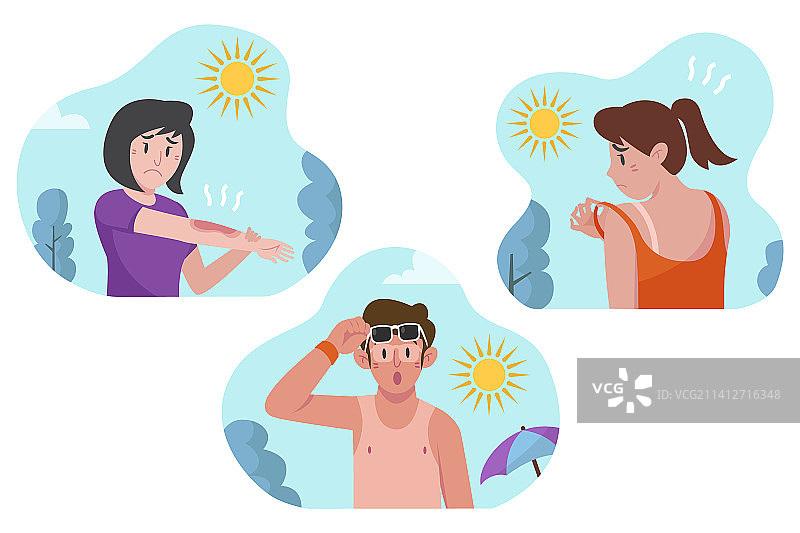 不同人群的晒伤图片素材