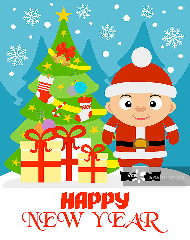 和男孩一起庆祝新年图片素材