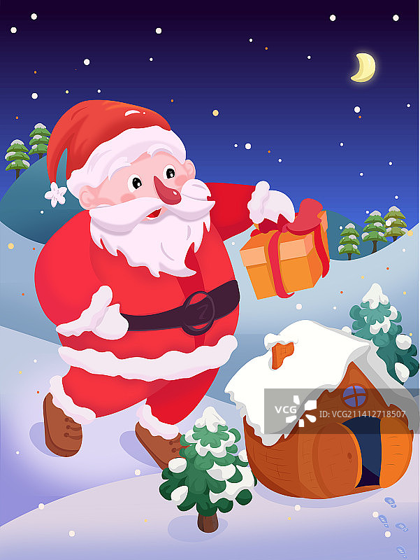 圣诞老人为大家派送礼物，他会遇见圣诞老人吗图片素材