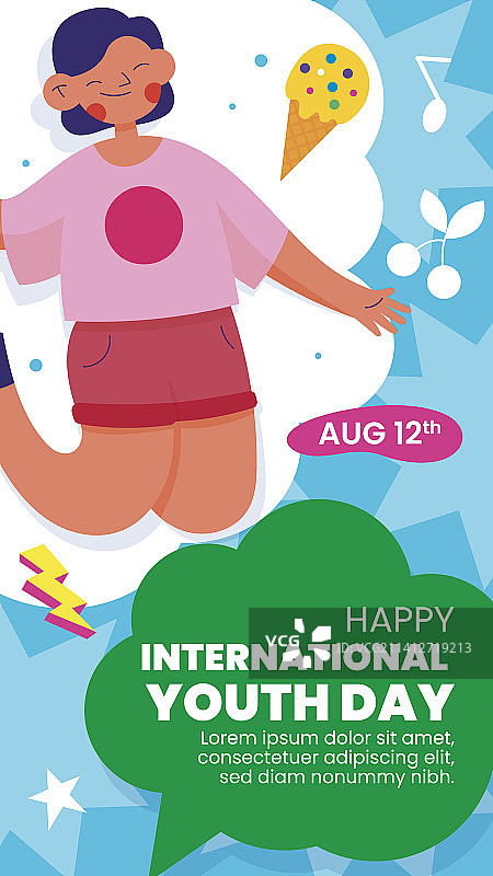 扁平风国际青年日社交媒体帖子图片素材