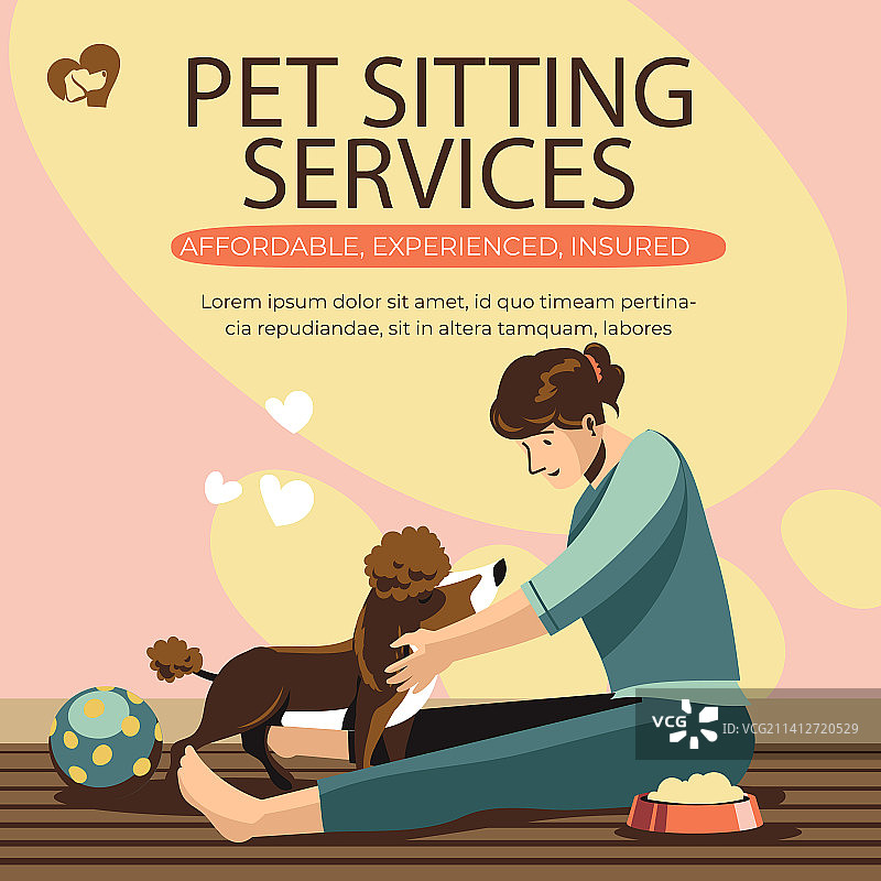 手绘宠物照看帖子图片素材