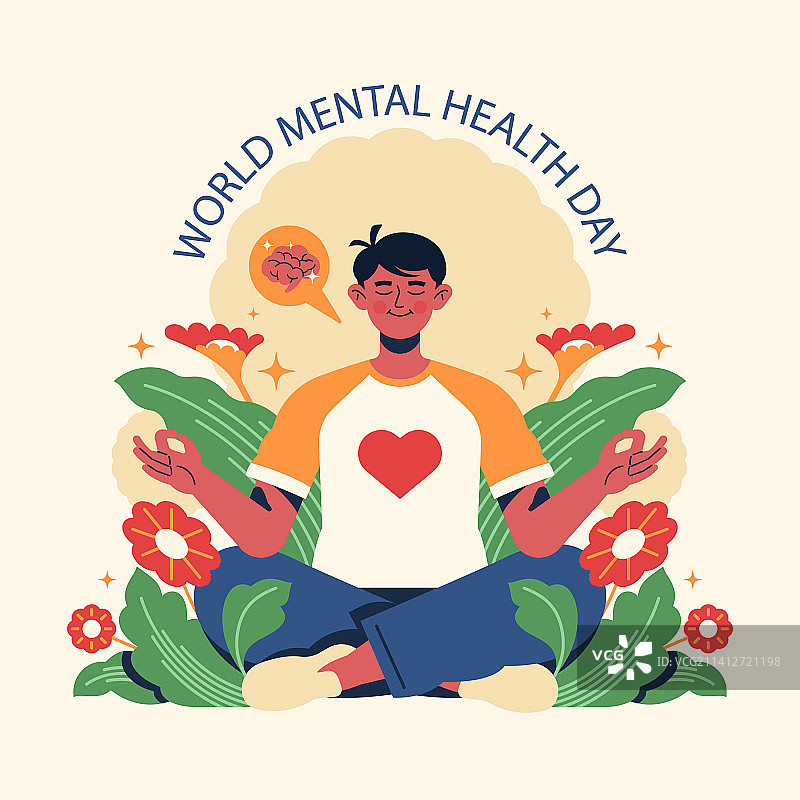 世界精神卫生日扁平风设计图片素材