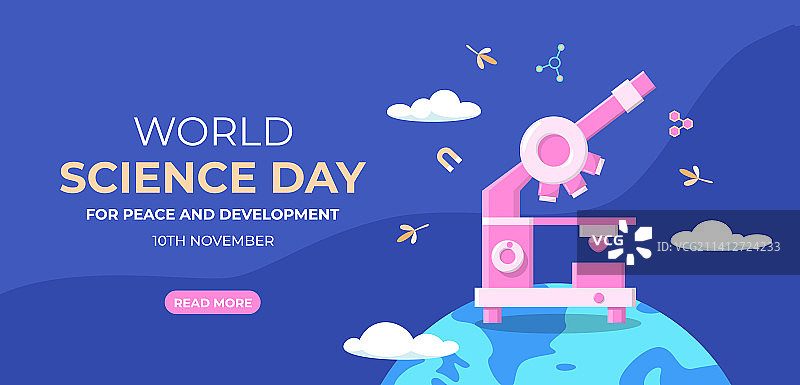 扁平世界科学日横幅模板图片素材
