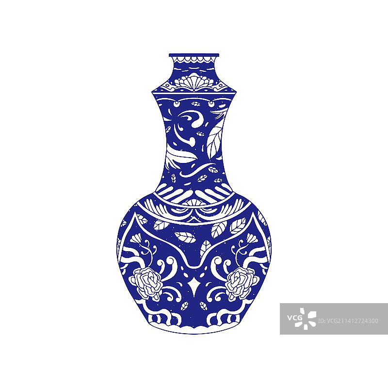 手绘雕刻古董花瓶图片素材