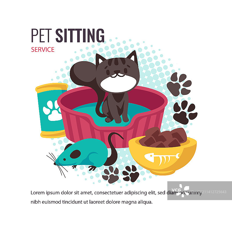 宠物照看服务扁平设计帖子图片素材