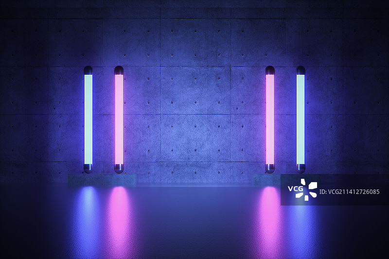 3D渲染混泥土水泥建筑室内空间展厅背景图片素材