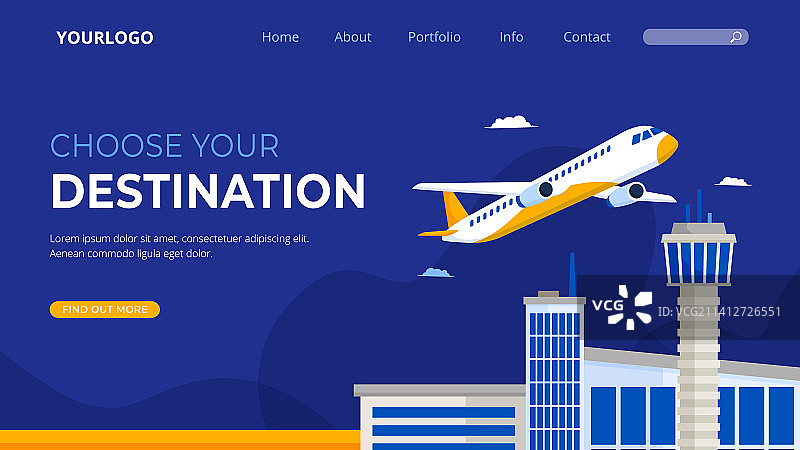 平面设计航空公司登陆页面图片素材