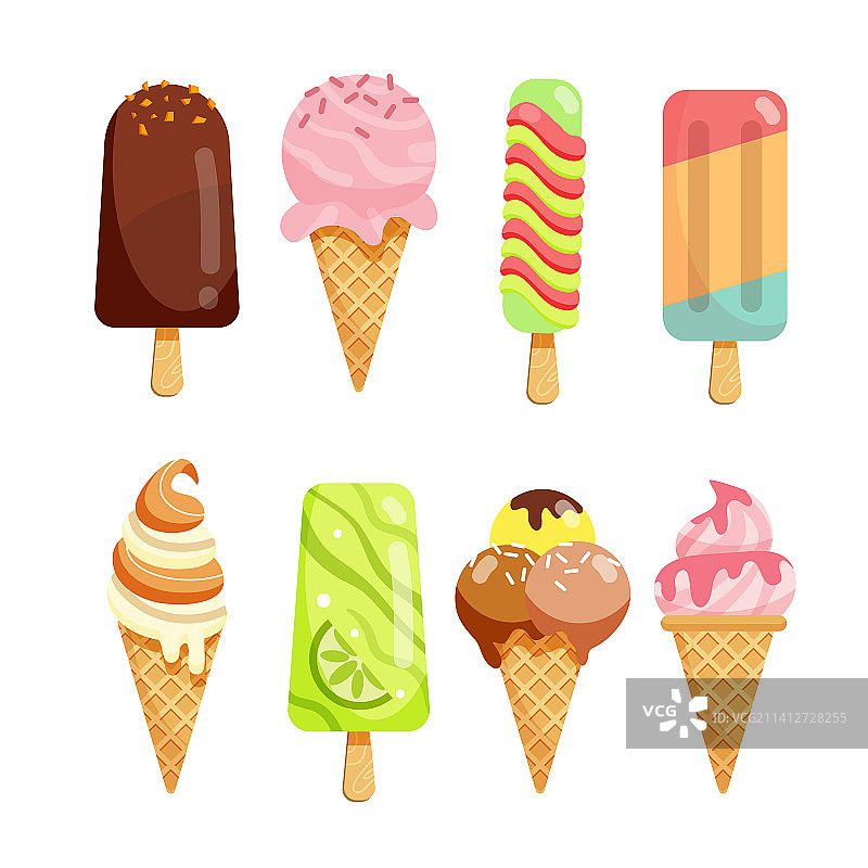 扁平风格冰淇淋合集图片素材