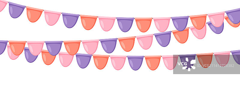 粉紫色旗帜花环图片素材