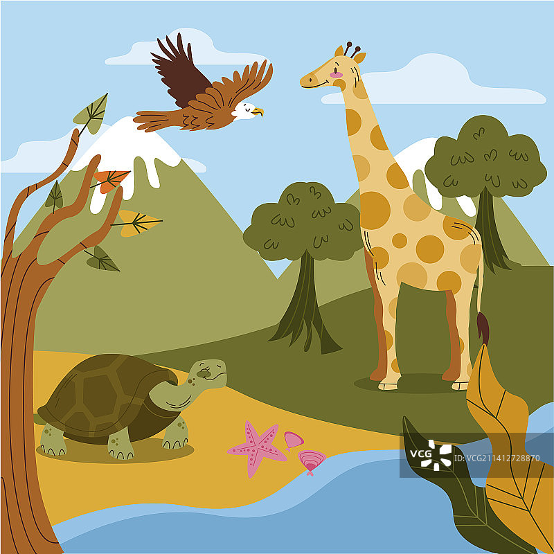 手绘生物多样性图片素材