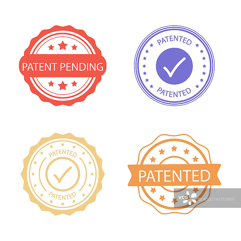 扁平风格专利标签套装图片素材