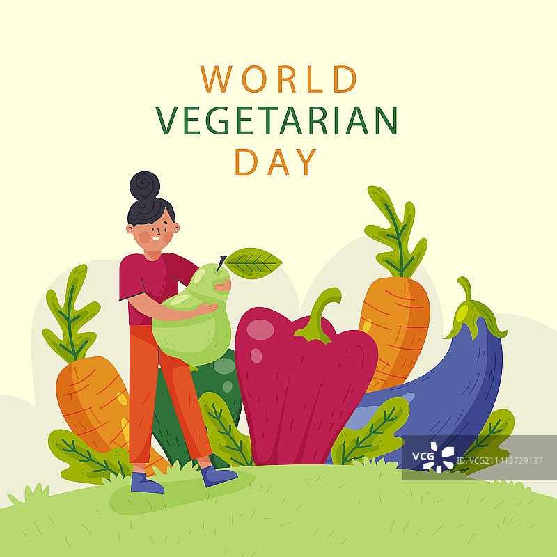 扁平风格世界素食日图片素材