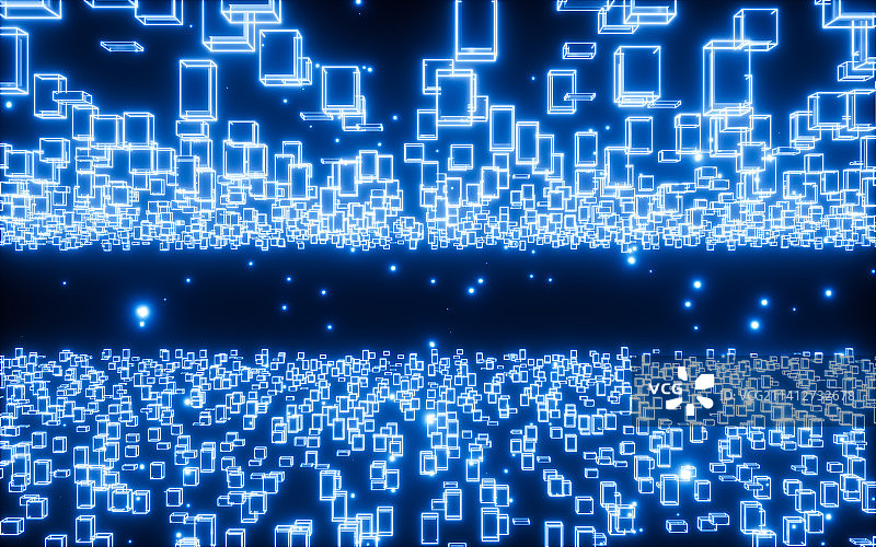 发光的立方体晶格背景3D渲染图片素材