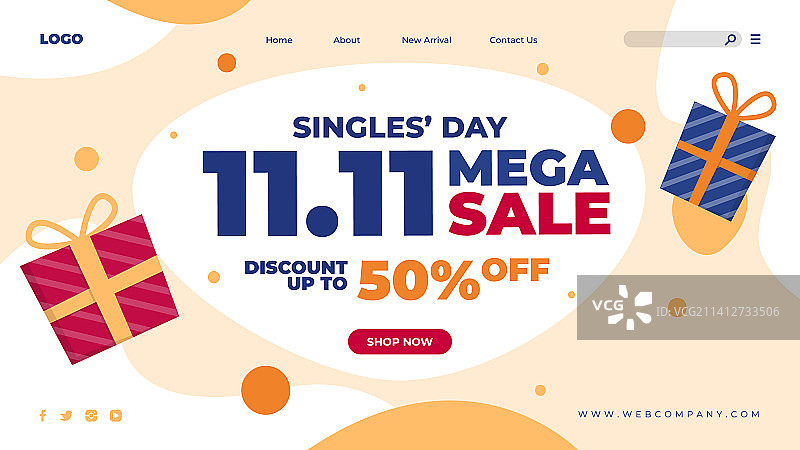扁平风格11.11购物节着陆页模板图片素材