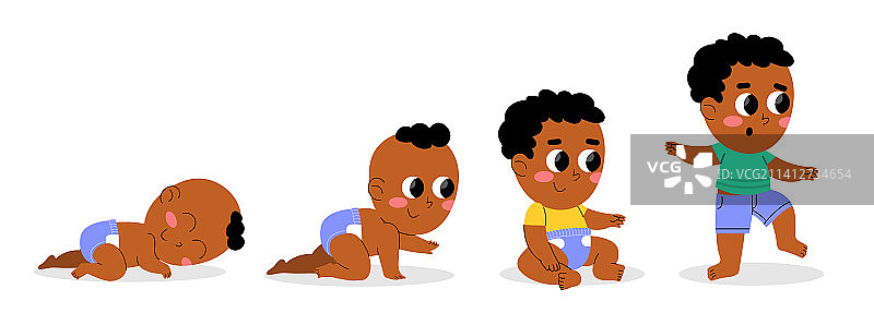 扁平风格设计男婴成长阶段图片素材