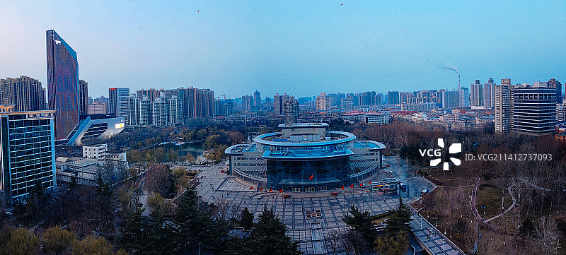 石家庄 地标 航拍 长安区 建设北大街 中山东路 人民广场 北国商城 展览馆图片素材