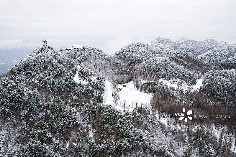 曾家山森林公园2022年第一场冬雪图片素材