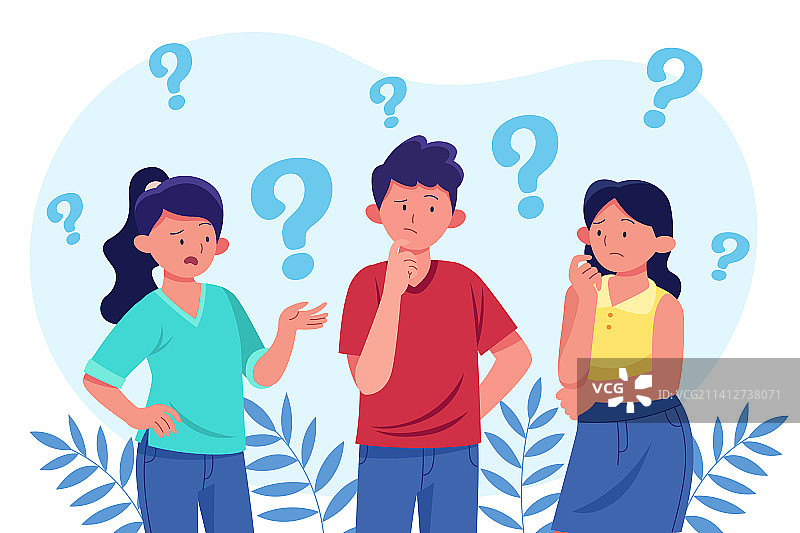 提问的扁平人物群像图片素材