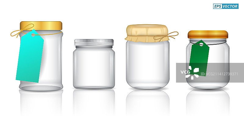 一组逼真的玻璃罐存储隔离素材图片素材