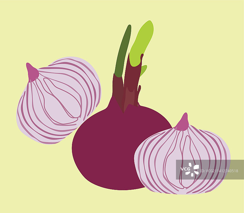 完整的洋葱和切开的洋葱图片素材