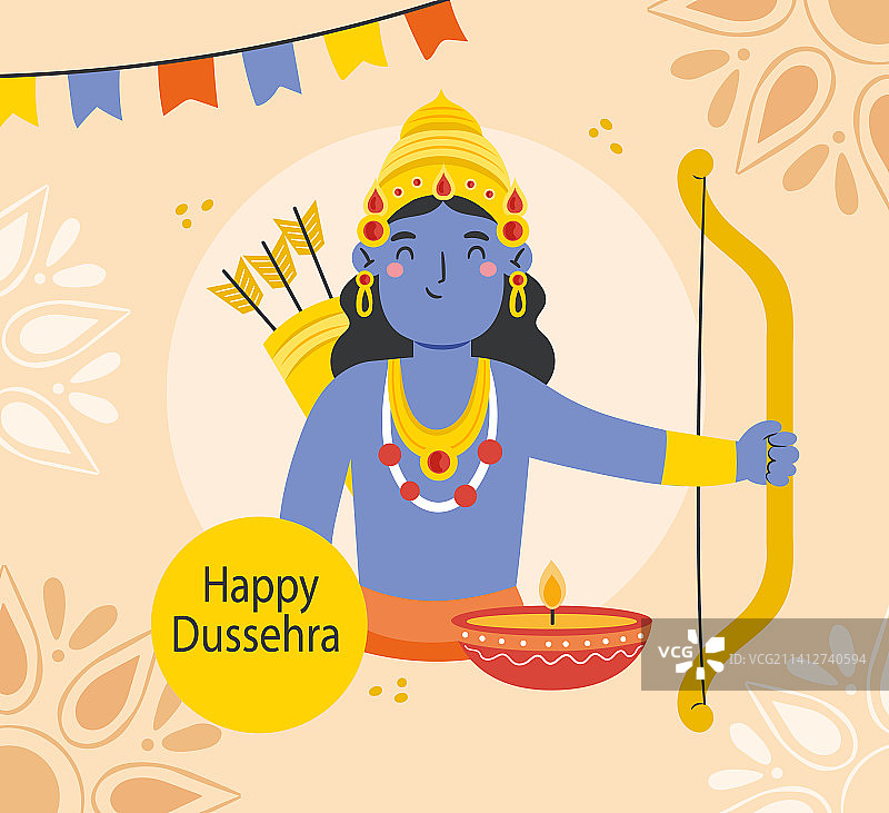 最好的扁平风格Dussehra图片素材