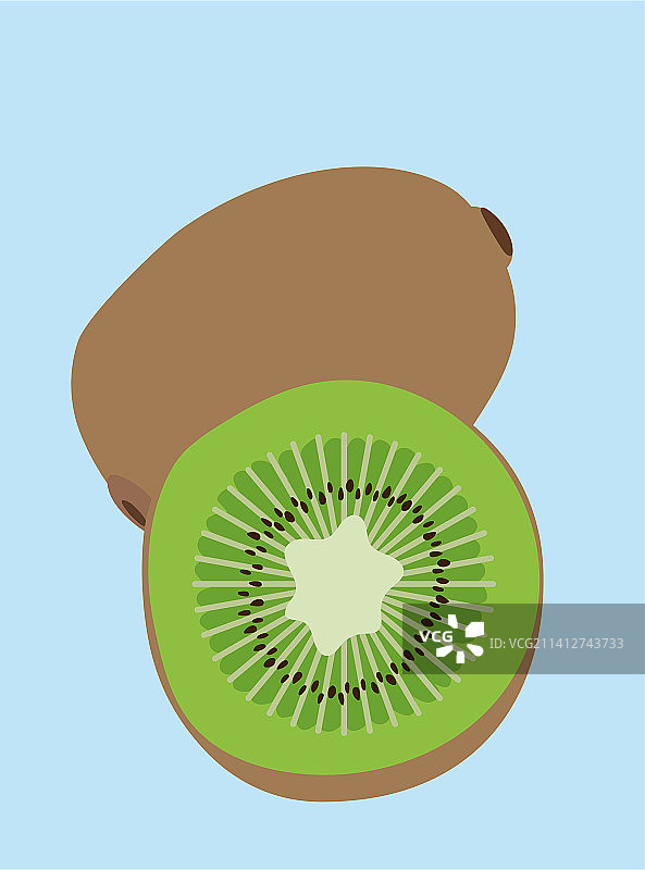 一颗完整的猕猴桃和切开的猕猴桃图片素材