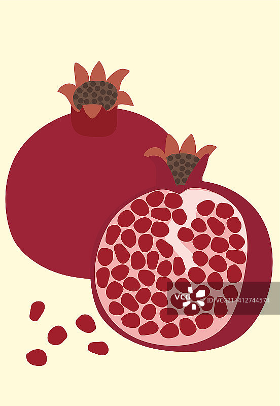 一颗完整的石榴和剥开的石榴图片素材