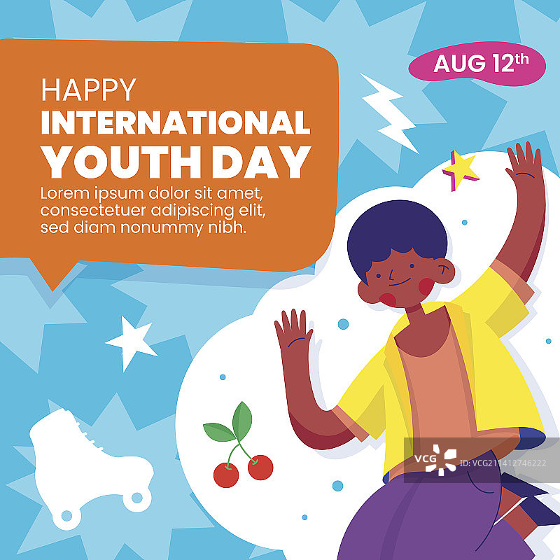 扁平风格国际青年日海报合集图片素材