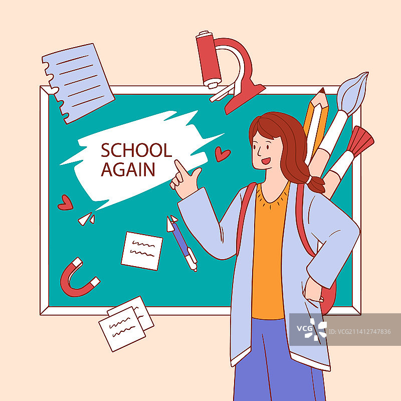 手绘返校季图片素材