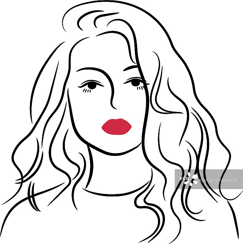 线条红唇女性头像图片素材