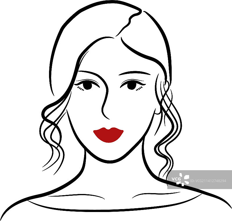 线条红唇女性头像图片素材