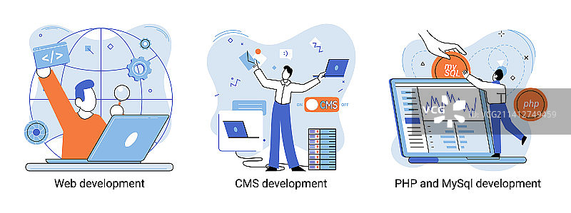 网站架构概念Web开发图片素材