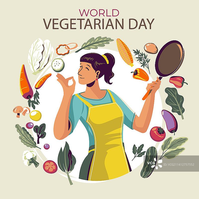 扁平风格世界素食日图片素材