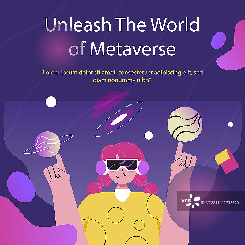 扁平风格元宇宙概念帖子图片素材