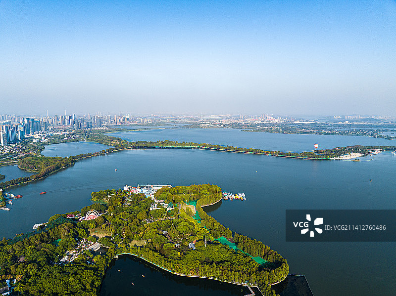 航拍武汉东湖图片素材