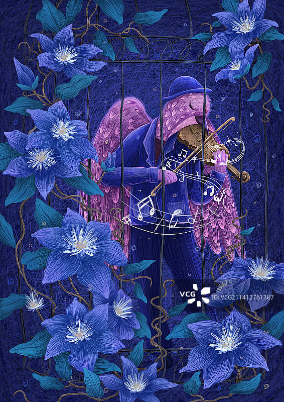 蓝花小鸟图片素材