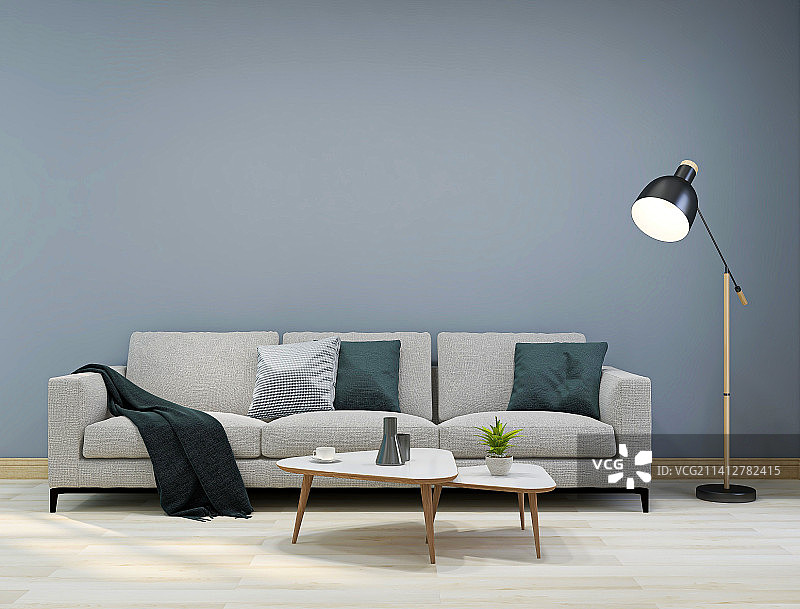 宽敞的客厅内摆放着沙发、茶几等家具，室内设计图片素材