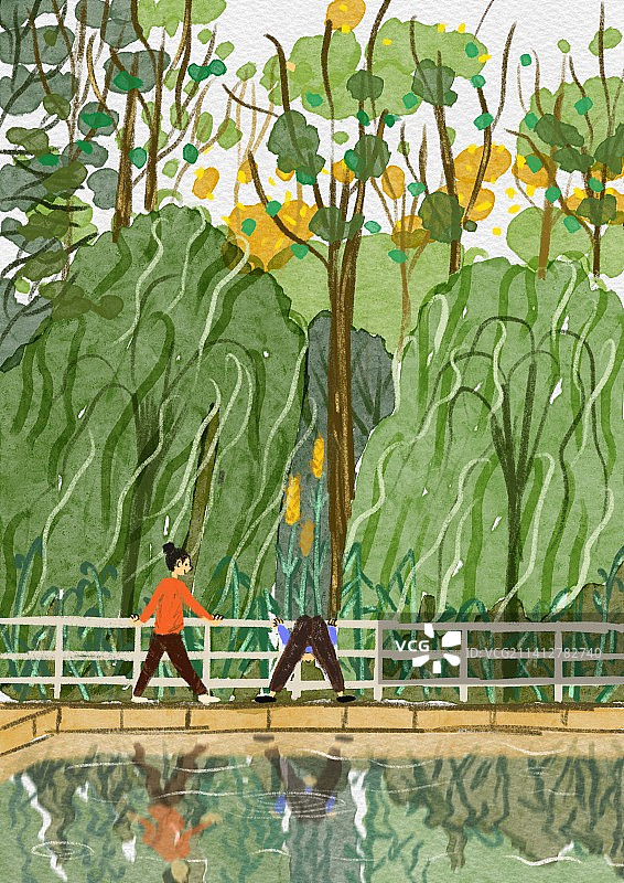 逛公园的人们在锻炼身体图片素材