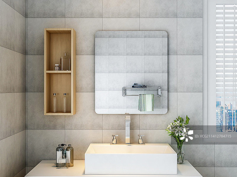 带有浴缸、马桶、洗手台的宽敞明亮的现代浴室设计图片素材